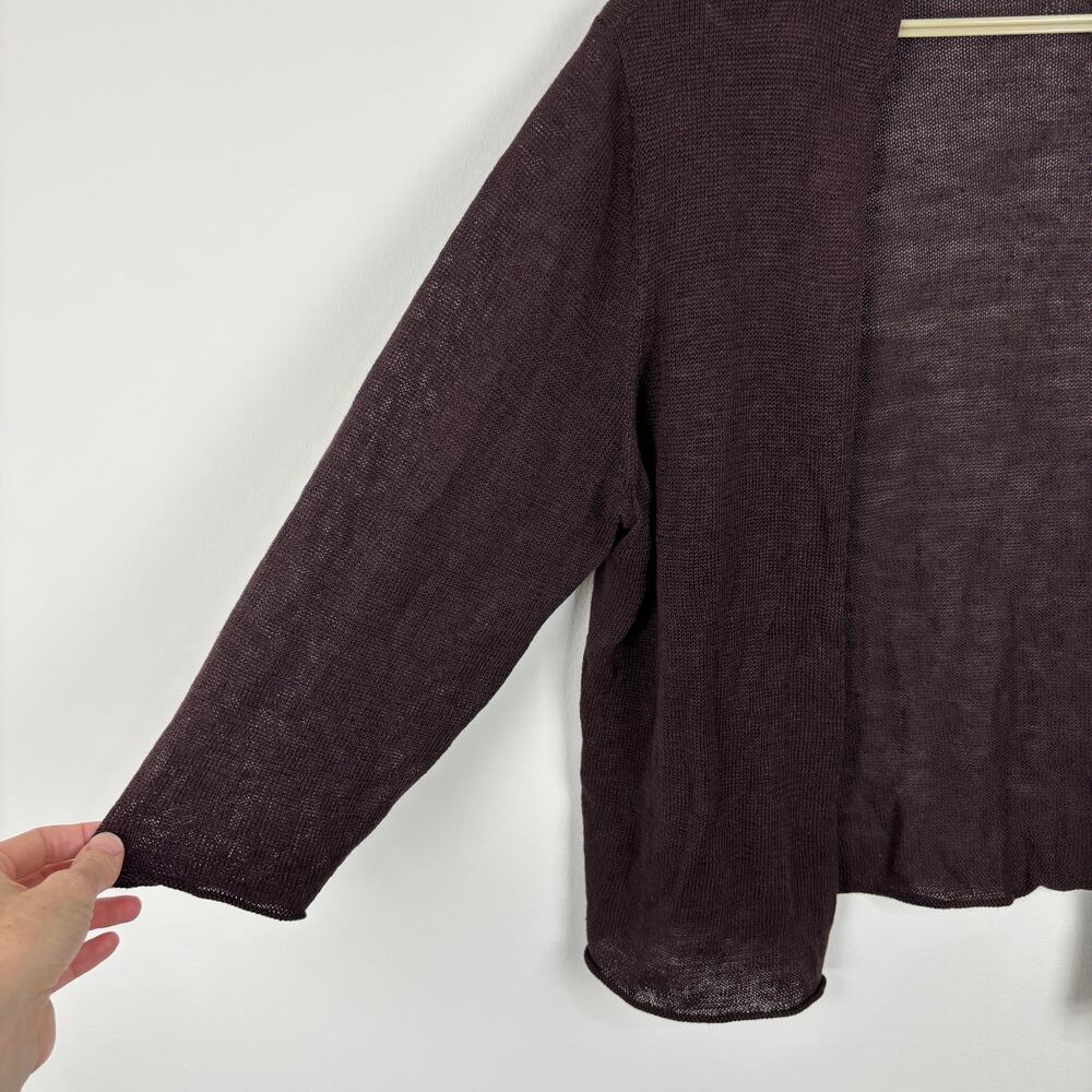 Eileen Fisher Chocolate Brown 100% Linen Cardigan *no size* approx XL - Picture 4 of 8